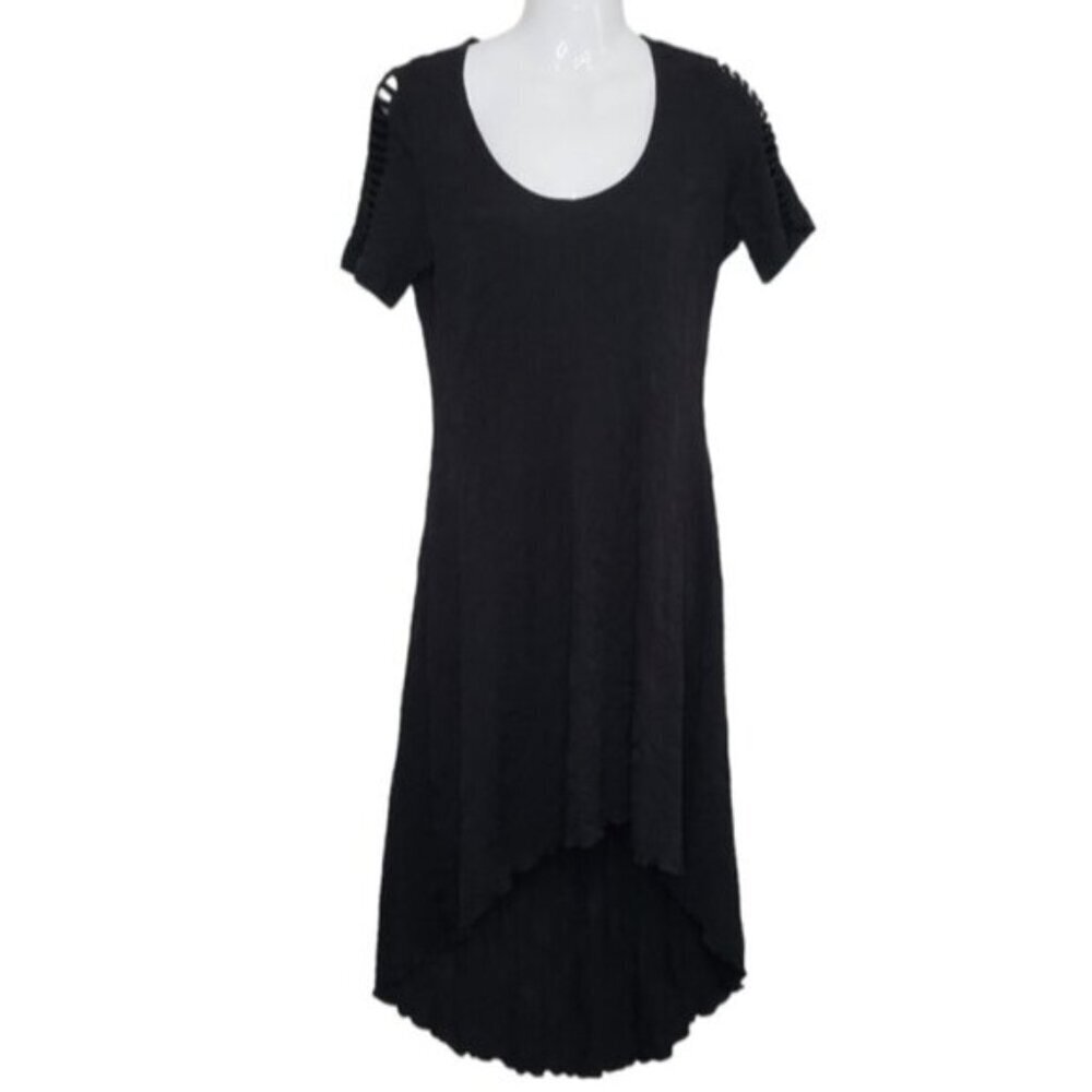 Joseph Ribkoff  Short Sleeve Dress Women's Size 10 Hi Low  Black Cut Out